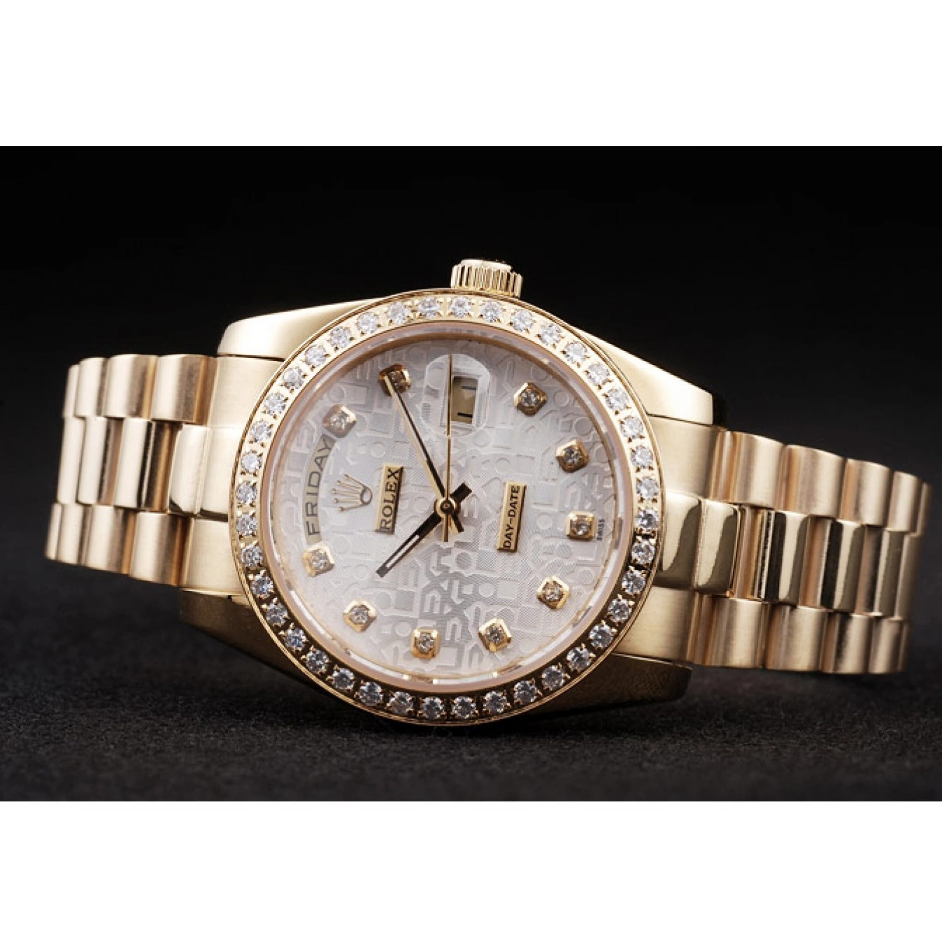 Best AAA Replica Sites Plated Stainless Dial Day-Date Gold Steel Rolex Yellow White 18k 0630